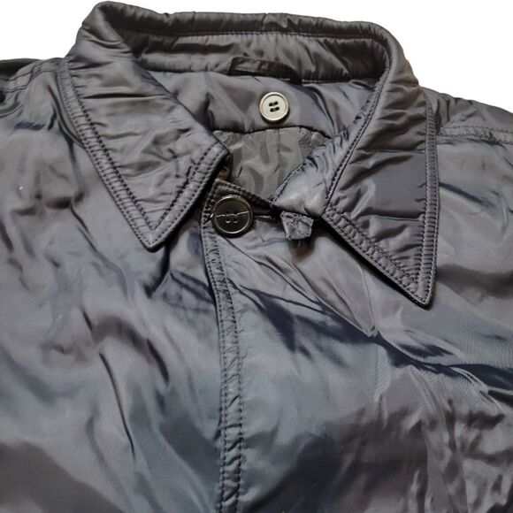 Ermenegildo Zegna Men's Large Trench Coat Black Nylon Jacket Long Blazer - Picture 7 of 16